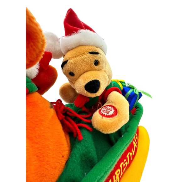 Vintage Disney Plush Animated Winnie the Pooh Tigger Christmas Sled Jingle Bells - Picture 11 of 15